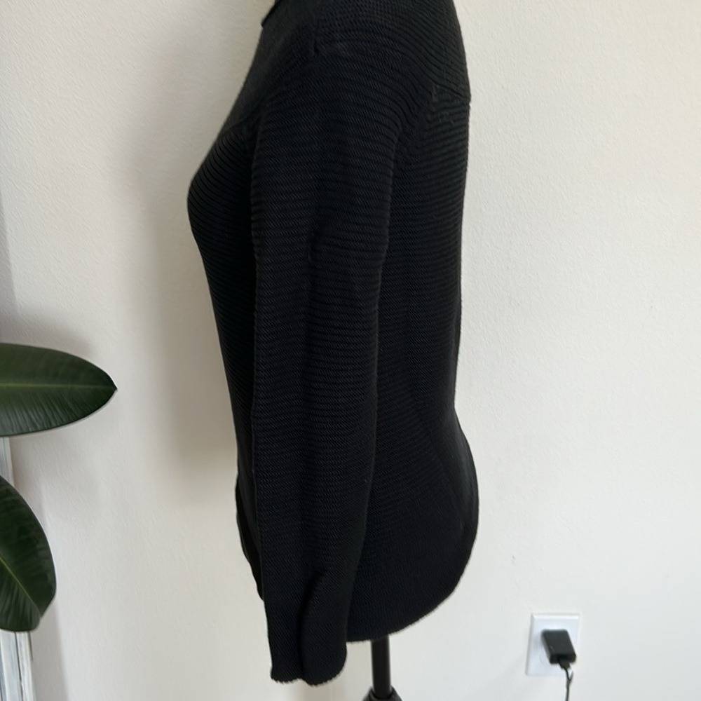 TALBOTS PETITE WOMANS BLACK RIBBED CREWNECK LONG SLEEVE SWEATER - Picture 3 of 13